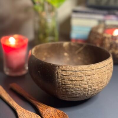 Geometric Artisan Coconut Bowl Set