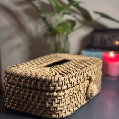Handwoven Rattan Tissue Box Cover